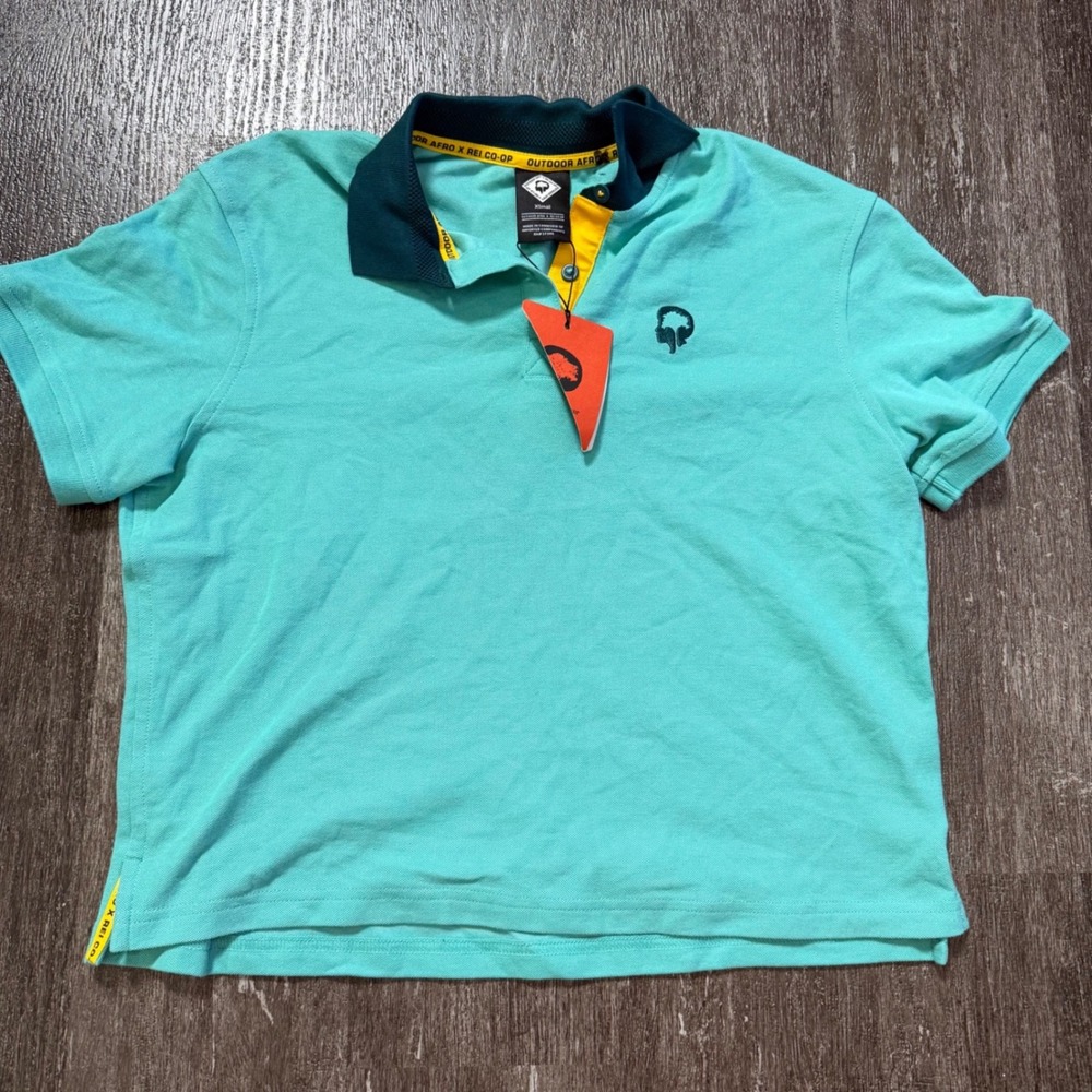 Outdoor Afro x REI Co-op Polo Shirt Womens XS Teal Short Sleeve Hiking Gorpcore